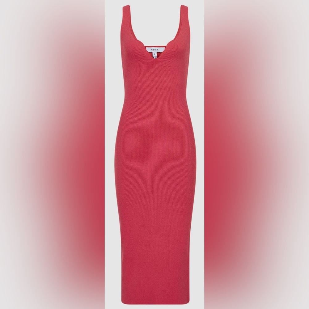 Reiss Pink Dakota Ribbed Knit Bodycon Dress Size Medium NWT - Picture 4 of 13